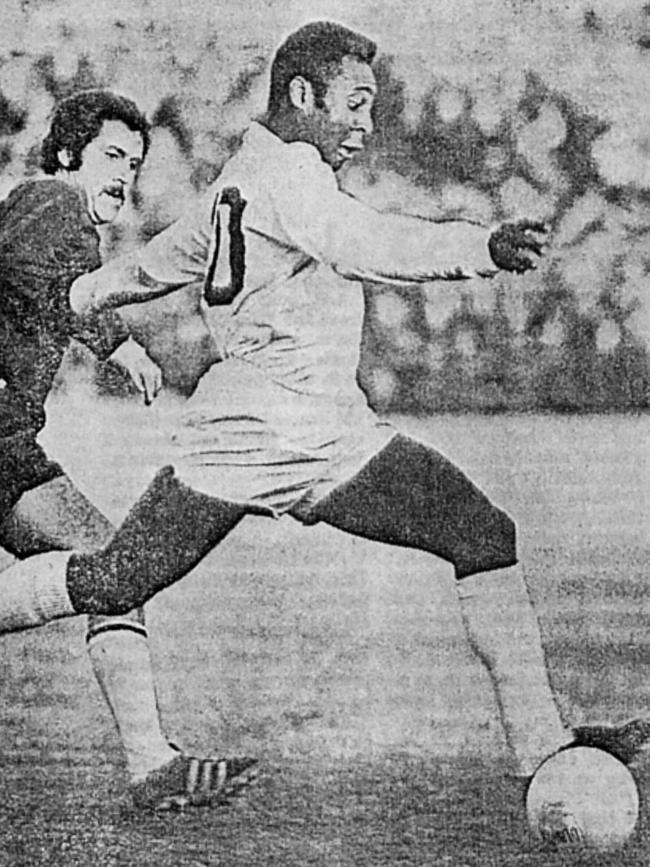 Brazilian legend Pele playing for Santos at the Sydney Sport Ground in 1972