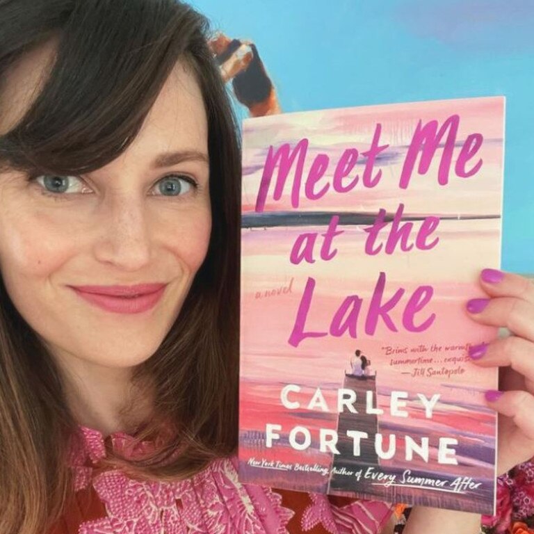 Author Carley Fortune with her book <i>Meet Me at the Lake</i>. Picture: Instagram