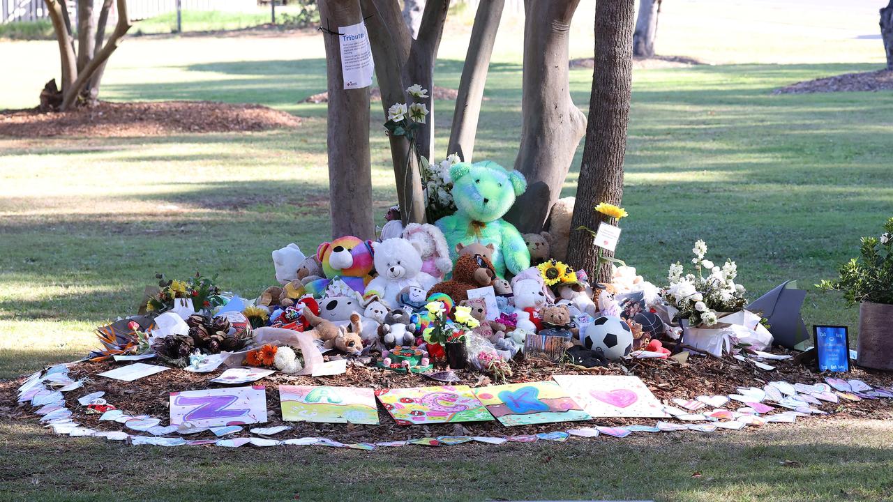 A memorial for the Russell Island house fire victims at the Bay Islands Memorial Garden. Picture: Liam Kidston