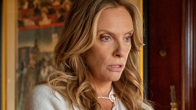 Toni Collette stars as Joni Thrombey in a scene from the movie Knives Out. Supplied by Studiocanal.