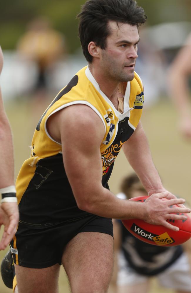 Frankston YCW’s Jacob Cheverley drives forward during his team’s victory. Picture: Valeriu Campan