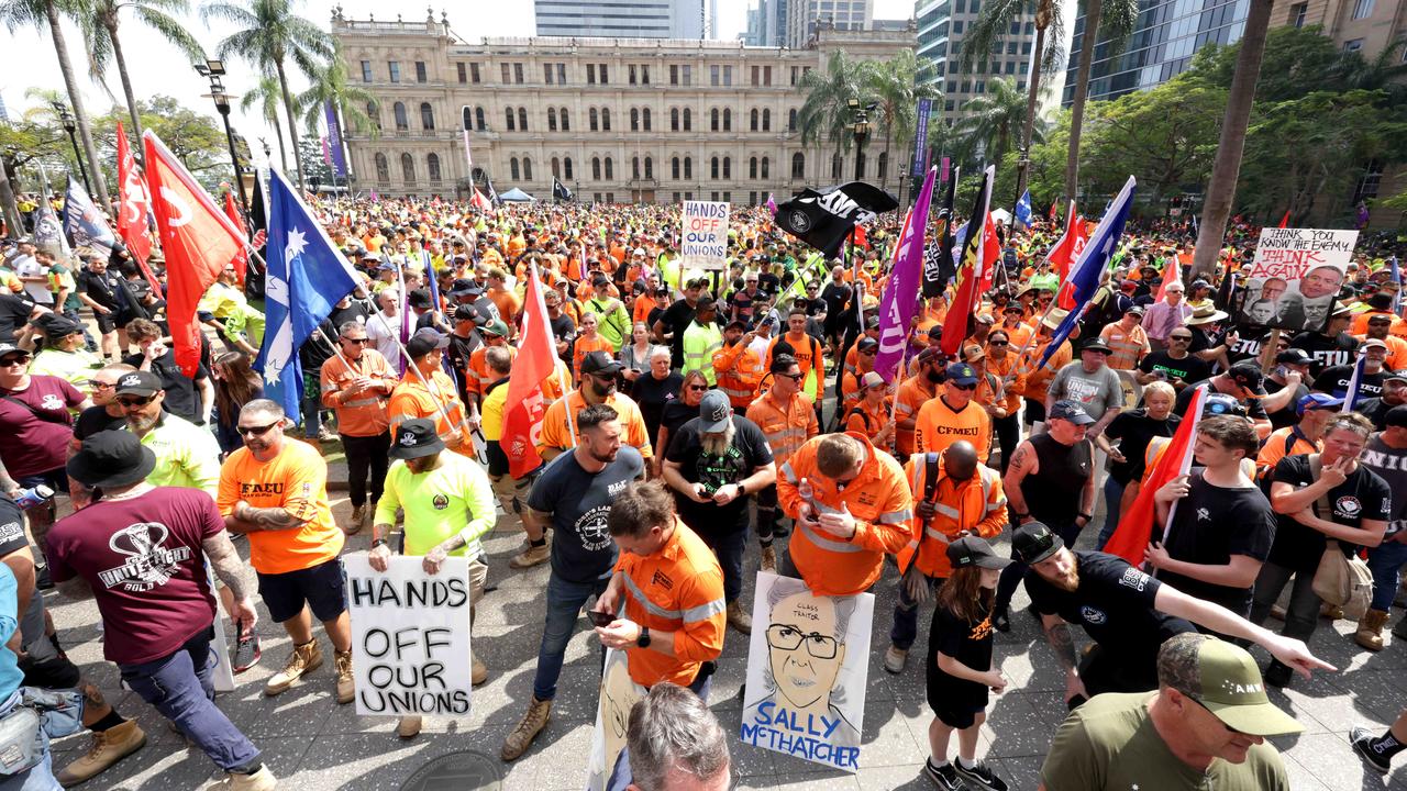 CFMEU protest in Queens Gardens, Brisbane City, on Tuesday 27th August – Photo Steve Pohlner