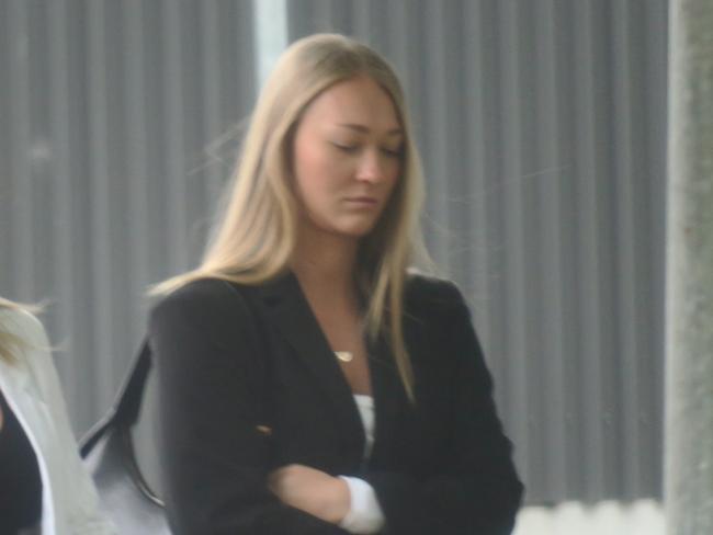 Munro arriving at Wyong Local Court where she pleaded guilty to mid-range drink-driving and carrying an unrestrained passenger in the boot. Picture: NewsLocal