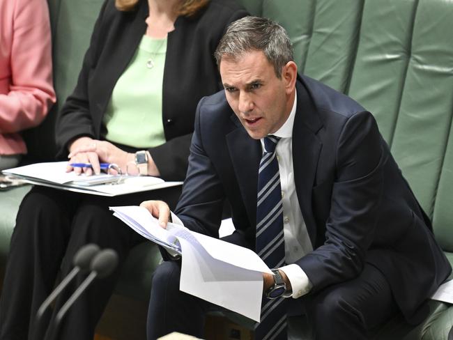 CANBERRA, AUSTRALIA  - NewsWire Photos - November 6, 2024: Federal Treasurer Jim Chalmers during Question Time at Parliament House in Canberra. Picture: NewsWire / Martin Ollman