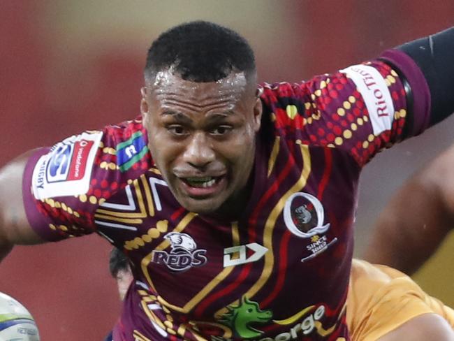 Samu Kerevi of the Reds during Round 16 Super Rugby match between the Queensland Reds and the Jaguares at Suncorp Stadium in Brisbane, Saturday, June 1, 2019. (AAP Image/Regi Varghese) NO ARCHIVING, EDITORIAL USE ONLY