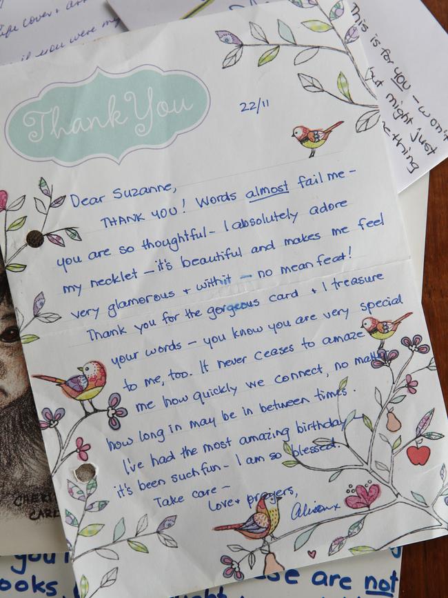 Sydney-based author Suzanne Leal and her daughter Miranda, 8, have been receiving letters from Suzanne’s mother’s best friend Alison Whittle for years Picture: David Swift