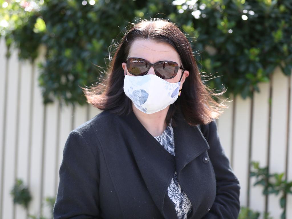 Jenny Mikakos leaves her house in Thornbury after resigned from parliament last month. Picture: David Crosling