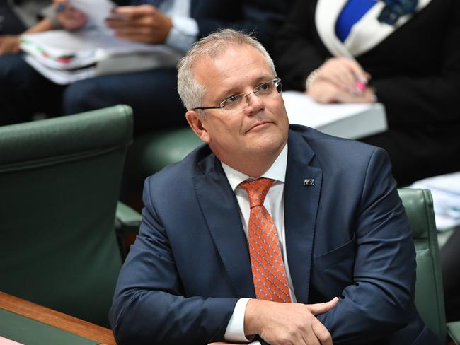 Prime Minister Scott Morrison during Question Time in the House of Representatives at Parliament House in Canberra, February, Wednesday 12, 2020. (AAP Image/Mick Tsikas) NO ARCHIVING