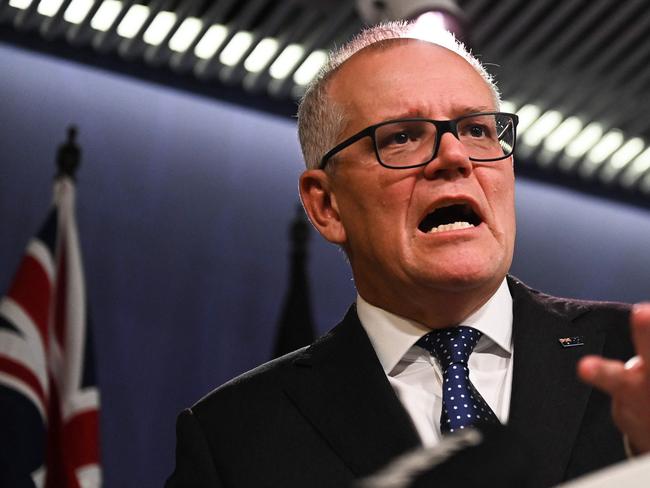 Former prime minister Scott Morrison has defended his actions but apologised for any offence caused. Picture: Steven Saphore / AFP