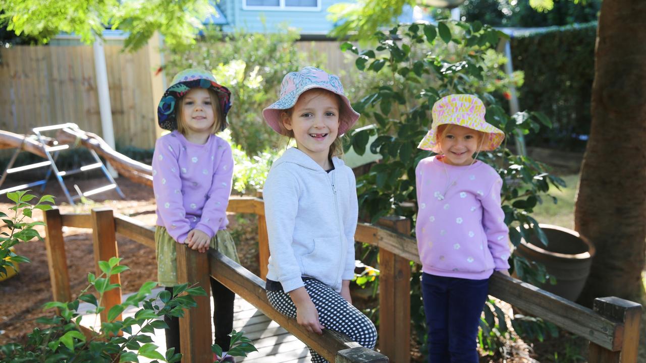 Rose Edwards, Lexi Price and Matilda Mortimer playing at the Everton Park Child Care and Development Centre. Picture: Supplied