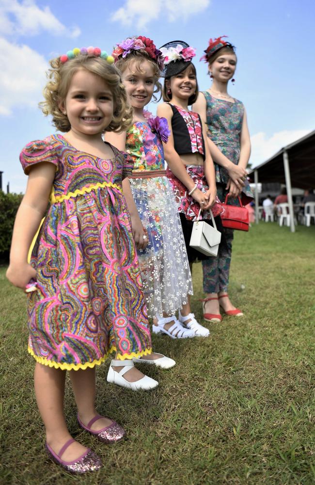 Izannah Ronayne, 3, Ivyanna Ronayne, 7, Lucinda Ronayne, 10, and Evangelina Ronayne, 13, at the Chief Minister's Cup Day at the Darwin Turf Club on Saturday, July 15.