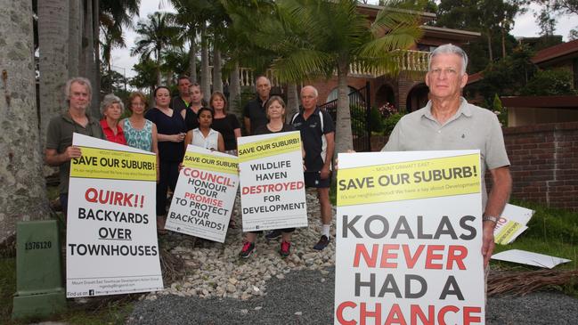 Mt Gravatt East residents rallied to stop the proposed townhouse development. Photo: Kristy Muir