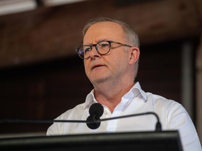 Anthony Albanese speaks on Garma Key Note at the Garma Festival 2023.Picture: Pema Tamang Pakhrin