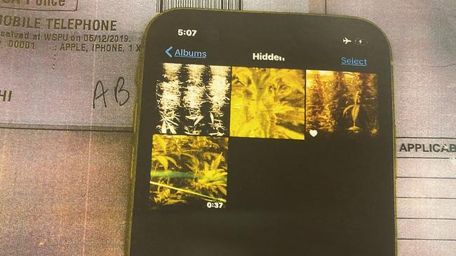 The folder named “Hidden” on the Rachael Hollis’ phone which showed pictures and a video of cannabis. Picture: District Court