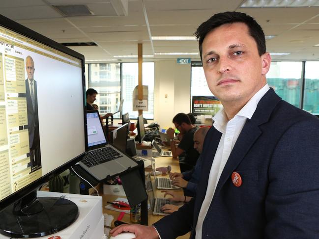 GetUp!’s Paul Oosting at their headquarters in Sydney. Picture: James Croucher