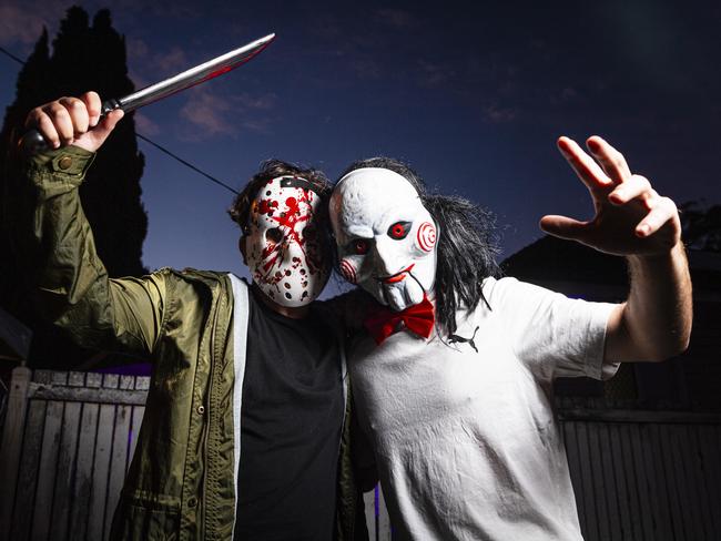 Khye Lamb (left) and Tyrone Bland on Halloween, Thursday, October 31, 2024. Picture: Kevin Farmer