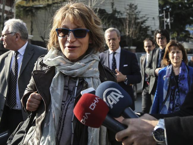 United Nations Special Rapporteur Agnes Callamard, surrounded by members of the media walks around the Saudi Consulate in Istanbul on January 29, 2019.  Picture: AP