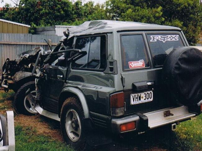 The wreckage of the car that nearly became Scott Pye’s coffin. Picture: Supplied