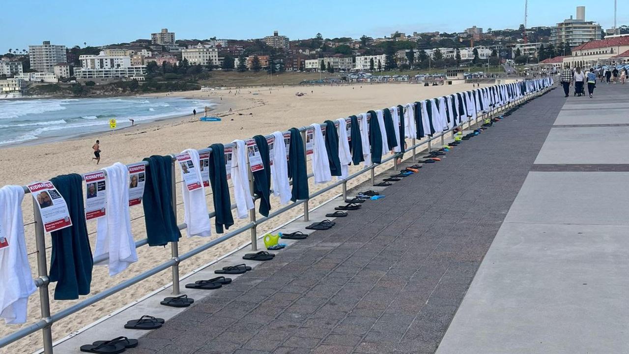 Part of an art installation at Bondi Beach was removed by two men on Thursday. Picture: Supplied