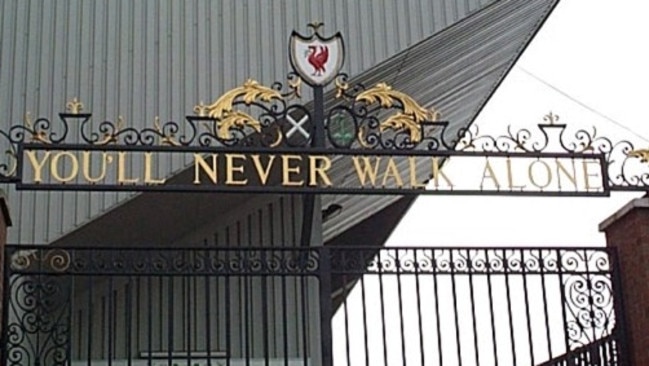 The Shankly Gates outside Anfield, home ground of Liverpool.