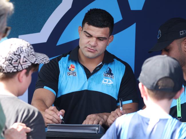 David Fifita ahead of  the afternoon's home game against the Canberra Raiders. Pic Annette Dew