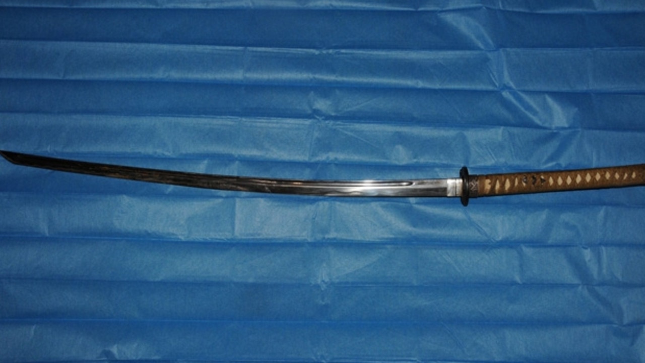 The samurai sword with which Blake Davis struck Jett McKee on the head in 2018.