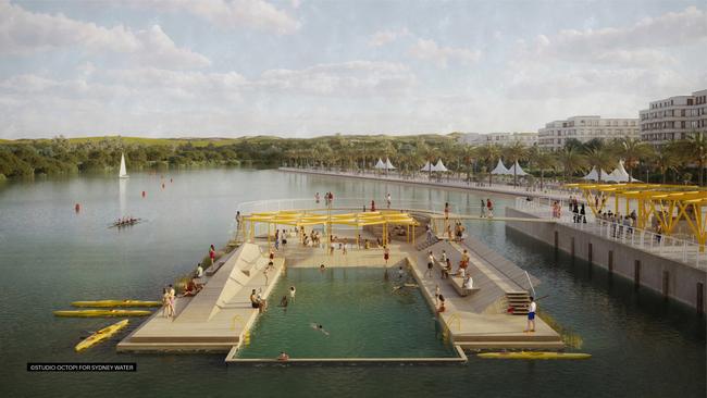 Supplied examples of how Sydney can transform its rivers to have more community spaces for people to enjoy. Picture: Studio Octopi for Sydney Water