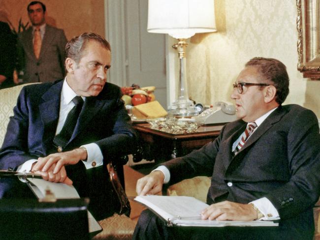 US president Richard Nixon, left, and national security adviser Henry Kissinger in 1972. Picture: Getty Images