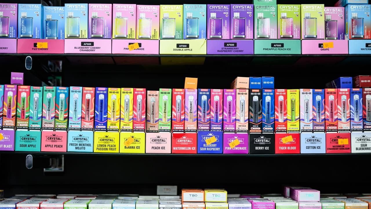 Colourful packaging and flavoured vapes will be banned in Australia from March. Picture: Getty Images