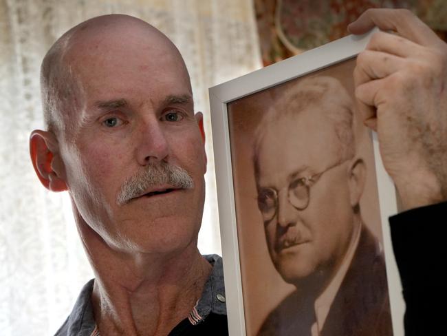 After being estranged from his father at birth, Sheidow Park retiree Alex Mericka earlier this year discovered that his father was imprisoned at Dachau and his grandfather at Flossenburg concentration camp, accused of helping Jews escape Germany during World War II. Mr Mericka with a photo of his grandfather, taken before the war. Mr Mericka is now in discussions with the Adelaide Holocaust Museum to track down more of his family history. 26 September 2024. Picture: Dean Martin