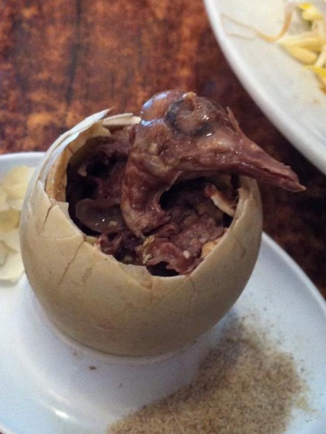 A steamed baby duck egg from Lao City Thai. Picture: Instagram/bassism