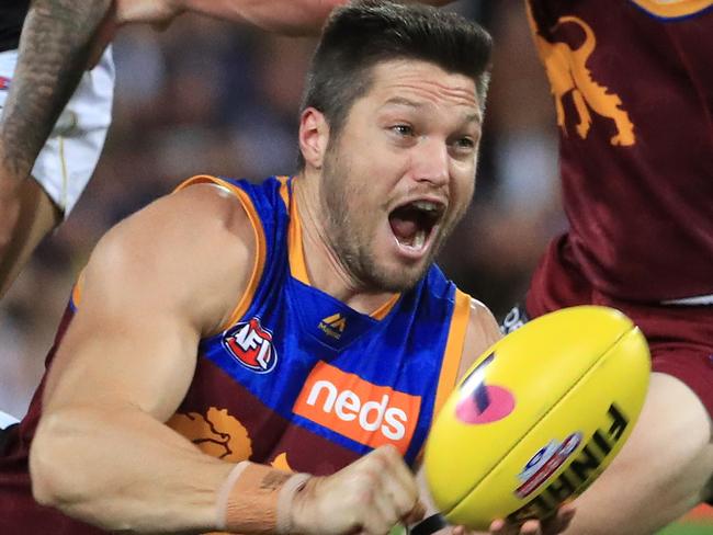 Stefan Martin in action during the Second AFL Qualifying final between the Brisbane Lions and Richmond Tigers at the Gabba in Brisbane. Pics Adam Head