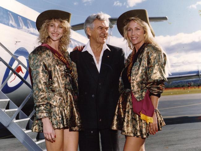 Roberta Aitchison (right) with Bob Hawke and another Meter maids celebrating 50 years.