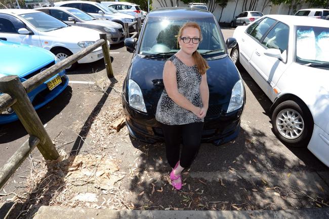 Bettina Ryan damaged her car when she hit a pothole on Coraki Rd, South Gundurimba, at base of MacMahons Rd. Picture: Cathy Adams