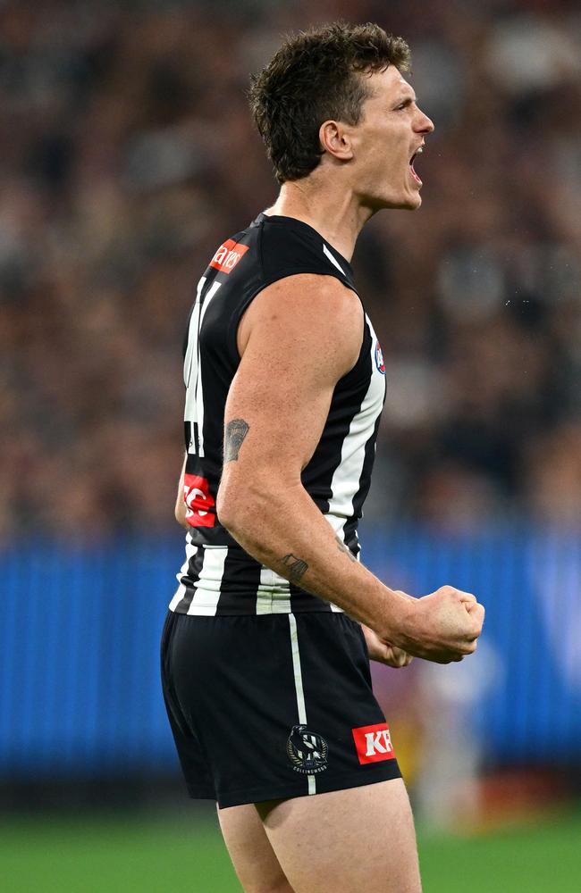 Brody Mihocek gave the Pies a fighting chance at the death. Picture: Quinn Rooney/Getty Images