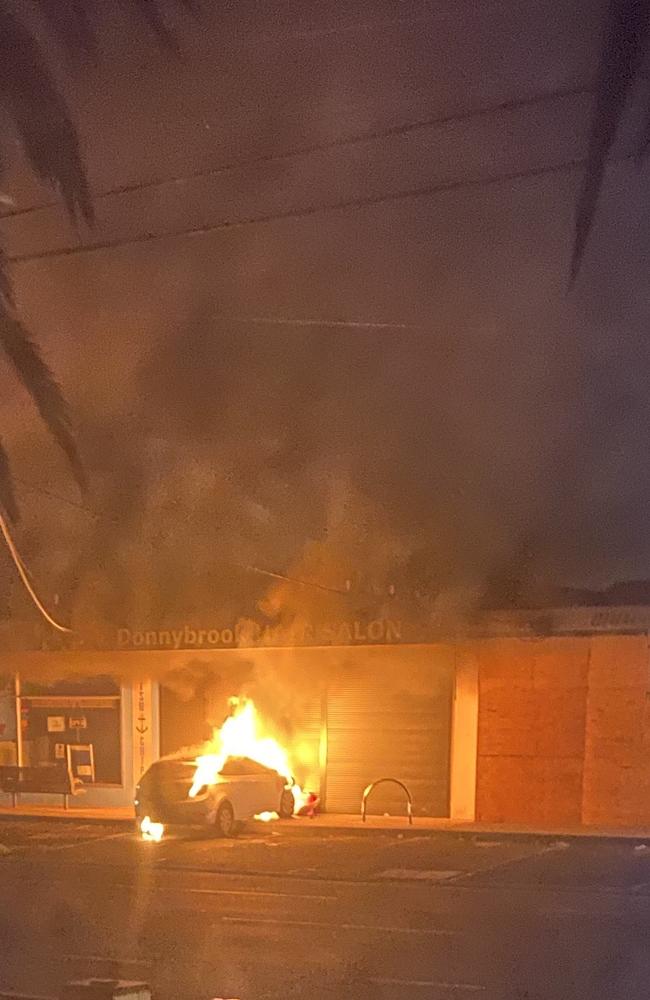 Car on fire outside Donnybrook Rd, Norlane shop. Picture: Supplied