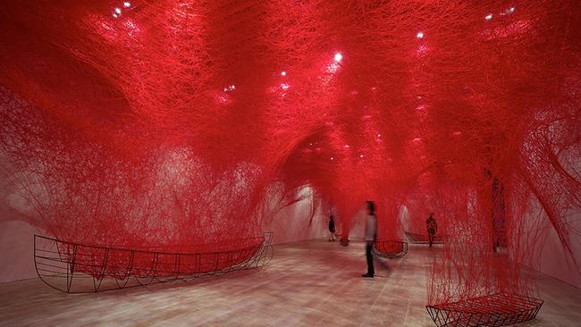 Uncertain Journey by popular Berlin-based Japanese performance artist Chiharu Shiota. The Gallery of Modern Art in Brisbane now should have been displaying an exhibition of Shiota from the Mori Art Museum in Tokyo