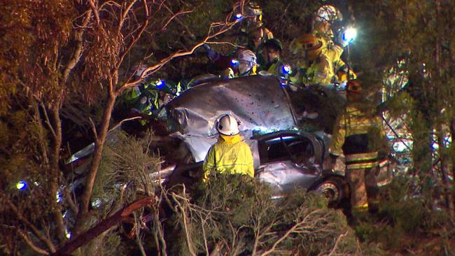 Crash at Nelson Rd, Para Hills which killed Phillip Frith. Picture: Nine News