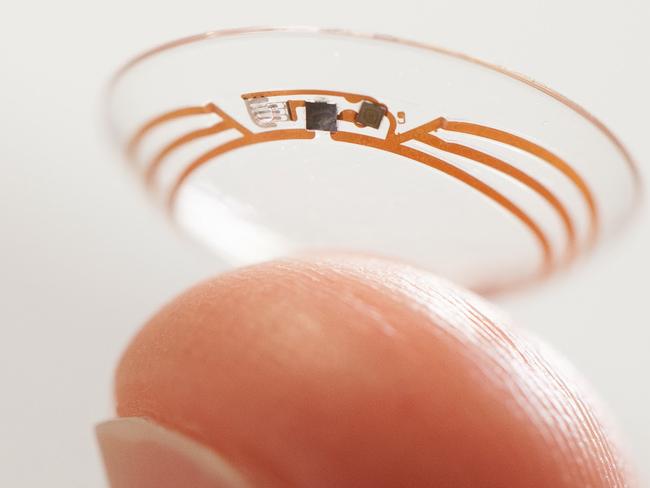 A Google prototype of a smart contact lens that’s built to measure glucose levels in tears.