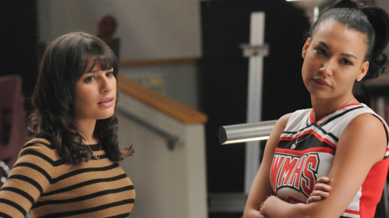 Michele with co-star Naya Rivera in a scene from Glee. Picture: Ray Mickshaw/FOX