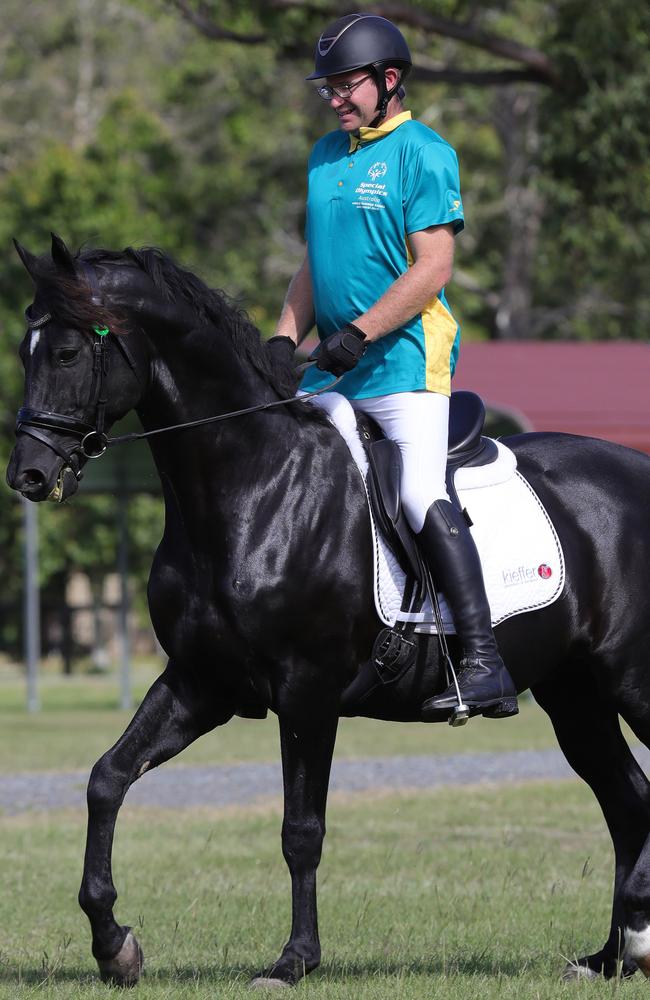 Nathan on his horse Dom at the Mudgeeraba Showgrounds. Picture Glenn Hampson