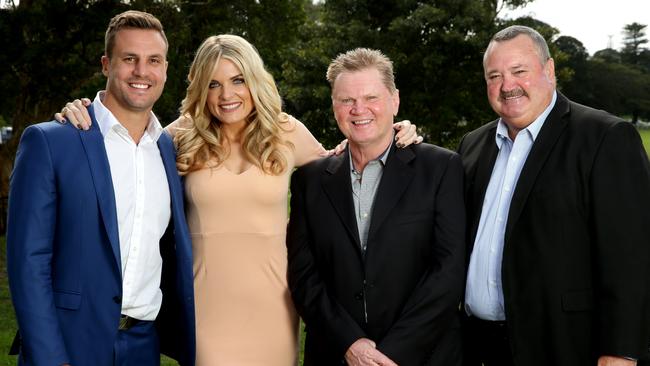 The Channel Nine Footy Show crew Beau Ryan , Erin Molan , Paul Vautin and Daryl Broham . Picture : Gregg Porteous