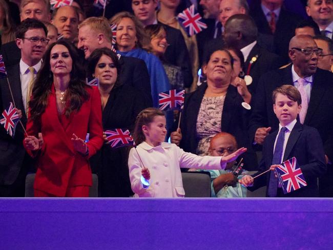 Princess Charlotte and Prince George danced the night away in the royal box. Picture: Yui Mok/PA Wire