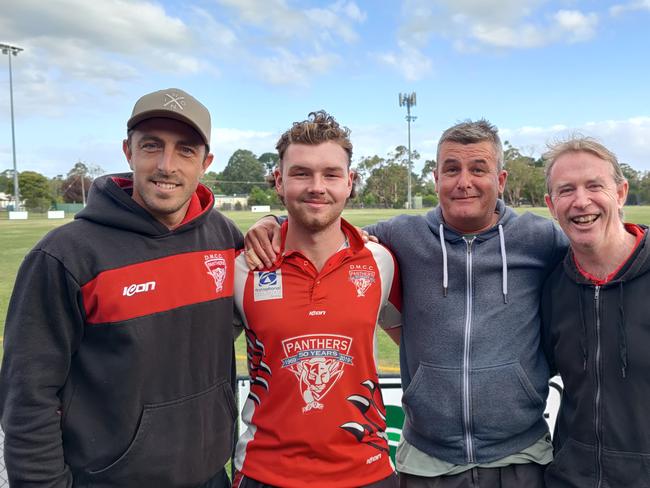 Devon Meadows' four century makers, from left, Lucas Ligt, Lachie O'Beirne, Jason Brzezowski, Peter O'Brien.