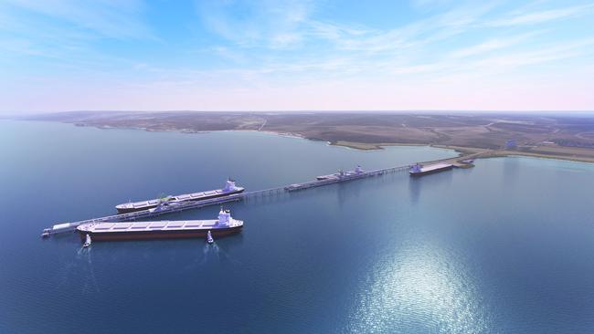 An artist impression for Iron Road’s deepwater port at Cape Hardy.