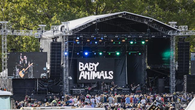 Baby Animals perform for a massive crowd at the Red Hot Summer Tour in Queens Park, Saturday, March 9, 2024. Picture: Kevin Farmer