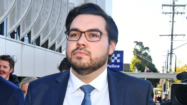 Bruce Lehrmann leaves Toowoomba Magistrates Court on Monday. Picture: NewsWire / John Gass