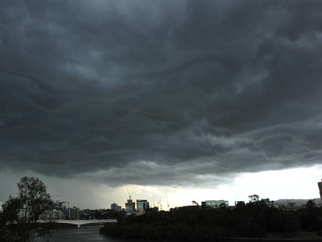 Storm clouds gathering over Brisbane.