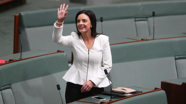 Emma Husar returning to Parliament in the House of Representatives chamber. Picture: Kym Smith