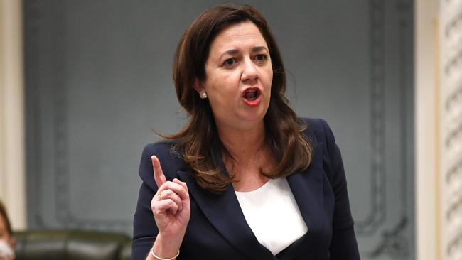 BRISBANE, AUSTRALIA - NewsWire Photos - AUGUST 31, 2021. Queensland Premier Annastacia Palaszczuk speaks during Question Time at Parliament House. Picture: NCA NewsWire / Dan Peled